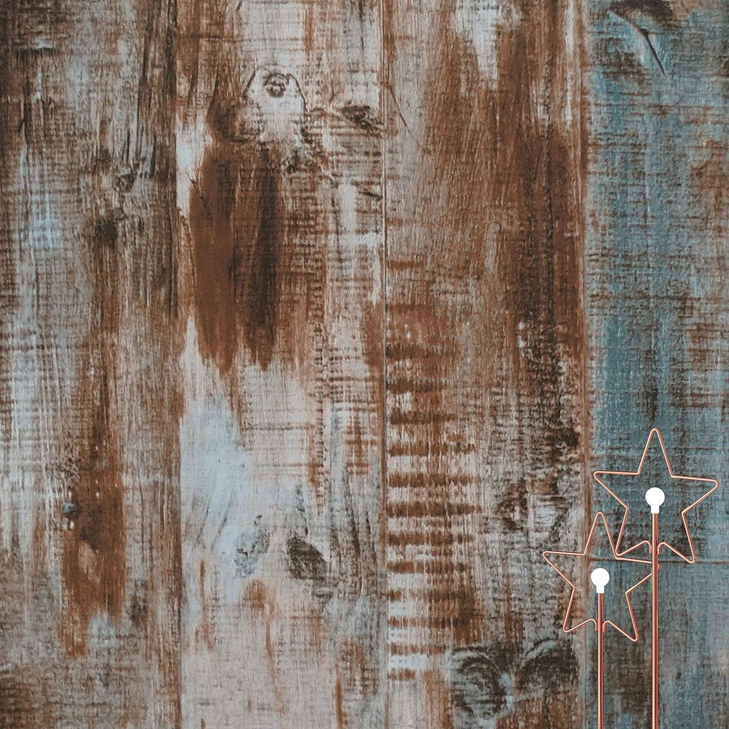 Dimoon 118''x17.7'' Wood Peel and Stick Wallpaper Thicken Blue Brown Wood Contact Paper Wood Wall Paper Removable Self Adhesive Faux Rustic Wood Contact Paper Grain Texture Vintage Reclaimed Vinyl