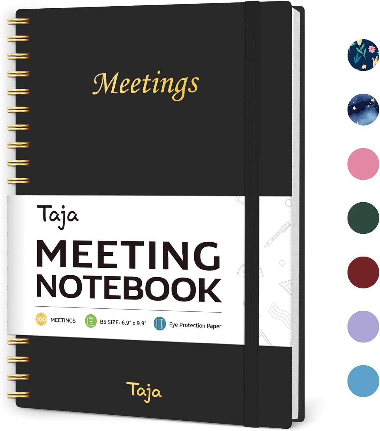 Meeting Notebook For Work Organization - Work Planner Notebook With Action Items, Agenda Planner For Note Taking, 160Pages (6.9 X 9.9) Project Planner For Men & Women - Black