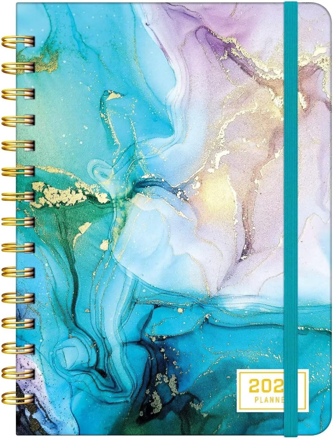 2024 Planner Weekly and Monthly, Spiral Daily Planner 2024 Calendars, Cute Agenda Schedule Planners & Organizers with Tabs from Jan to Dec.(Cyan Marble)