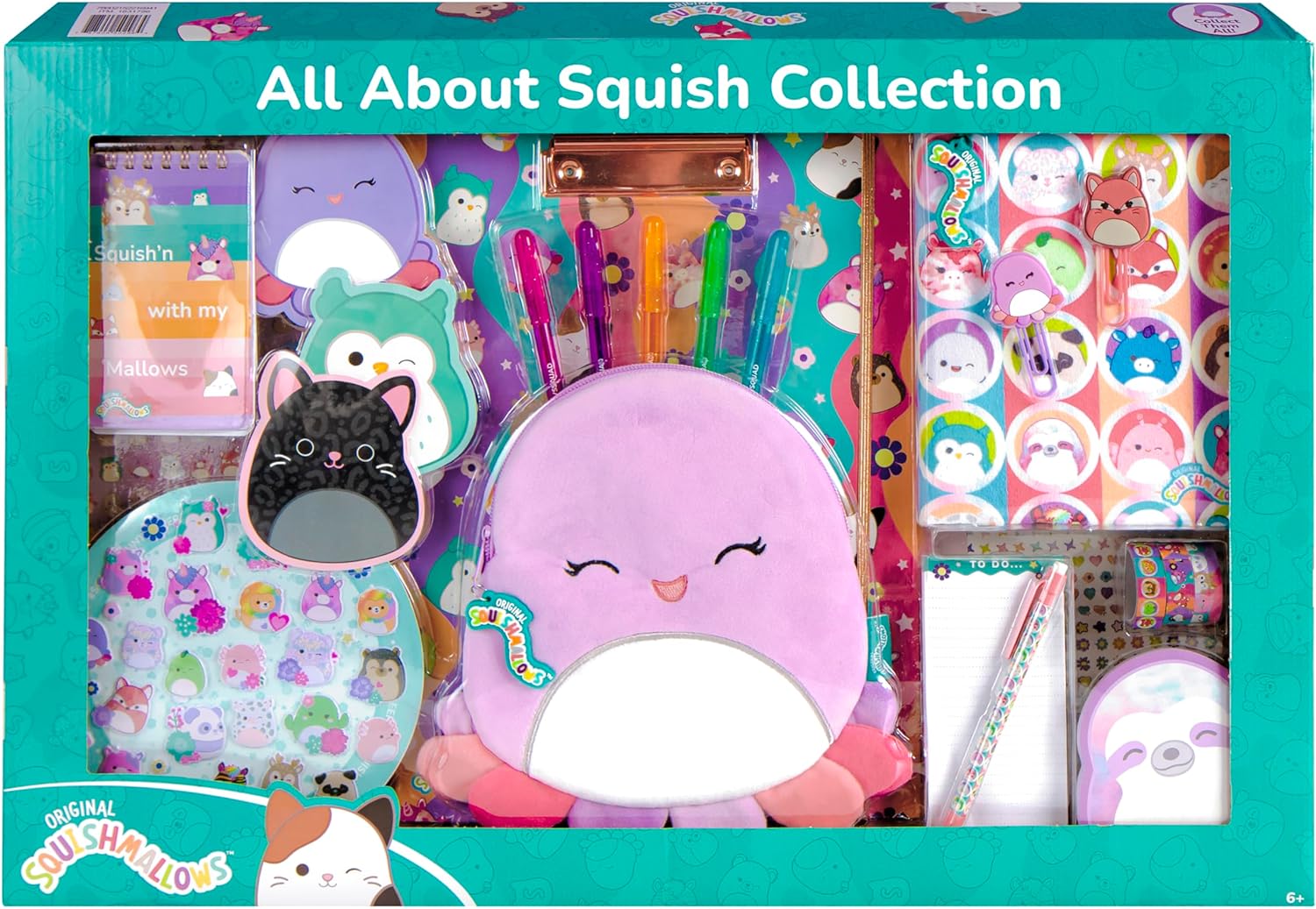 Fashion Angels Squishmallows All About Beula The Purple Octopus Stationery Set  Includes Pencil Pouch, 1200  Squishmallows Stickers, Activity Journal, 5 Gel Pens, Sticky Notes and More!