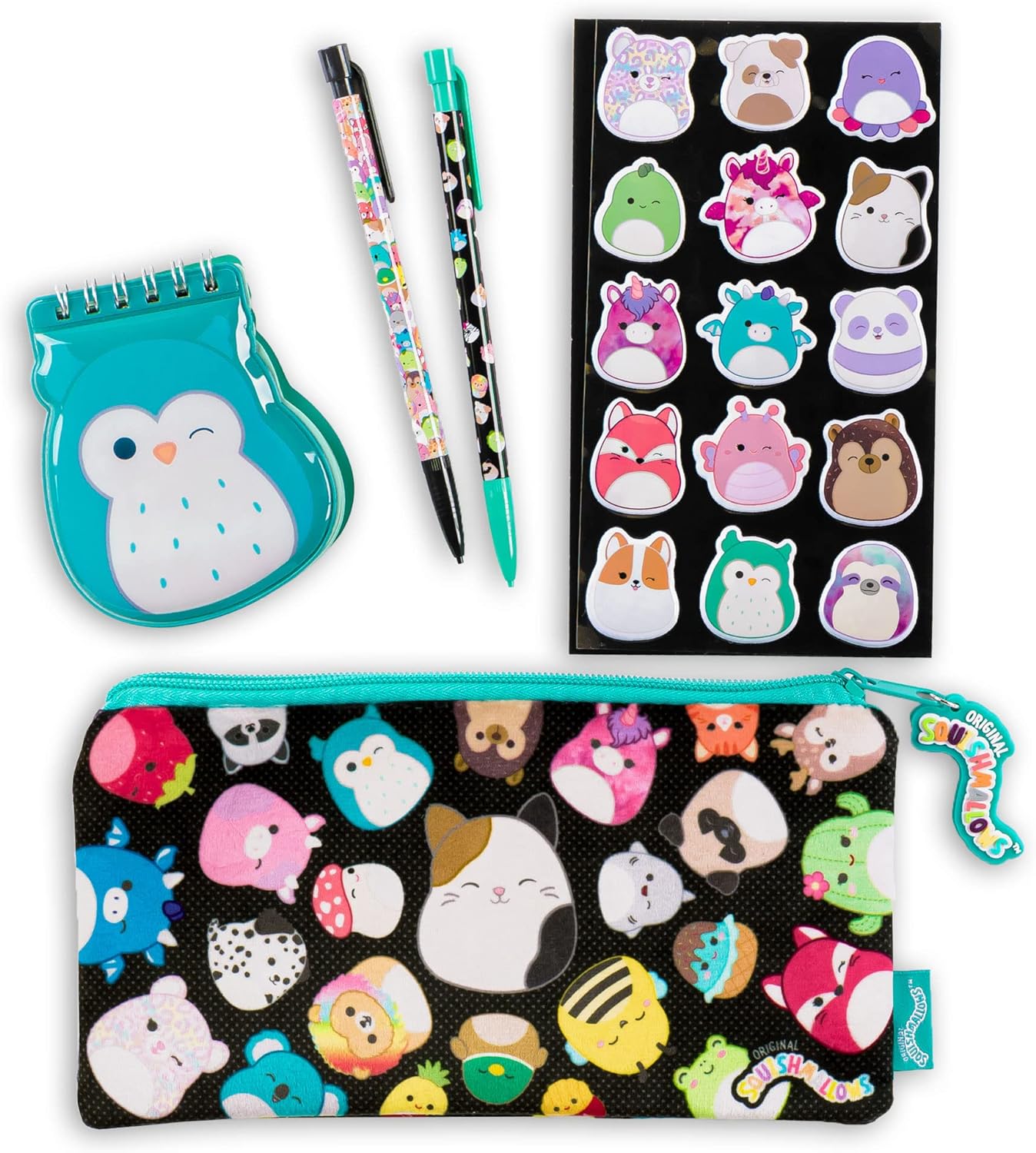 Fashion Angels Squishmallows Stationery Set - Includes Spiral Notebook, 2 Mechanical Pencils with Lead, Stickers and a Pencil Pouch Join The Squish Squad Ages 8 Up