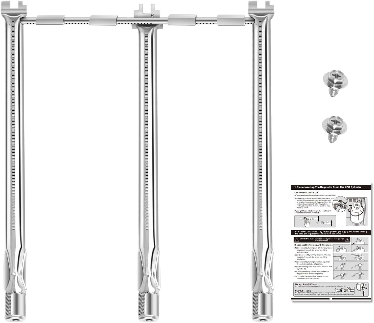 Uniflasy 69787 Grill Burner Tubes for Weber Spirit and GS4 Spirit II 300 Series, Spirit E310 E320 S310 S320 E330 S330 304 Stainless Steel Gas Grills, 18 Inch Grill Burner for Weber Spirit Grill Parts