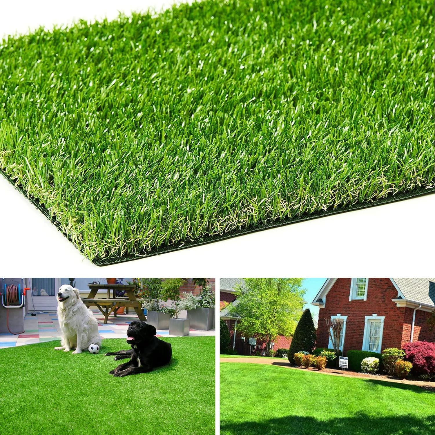 AYOHA Artificial Turf 4 ft x 6 ft with Drainage, 1.38 Inch Realistic Fake Grass Rug Indoor Outdoor Lawn Landscape for Garden, Balcony, Patio, Synthetic Grass Mat for Dogs, Customized