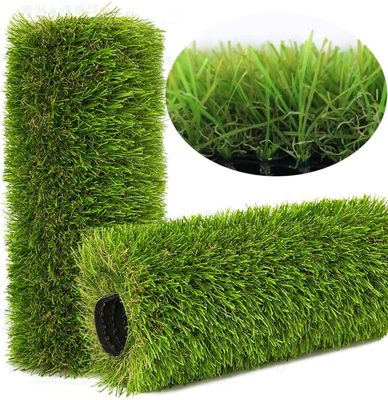 NINXANG Artificial Grass Rug Outdoor Indoor 4FTX10FT Fake Grass Carpet Green Synthetic Grass Turf 1.38 Inch Realistic Faux Grass Rug with Drain Holes for Garden Lawn Landscape Balcony Home Decor