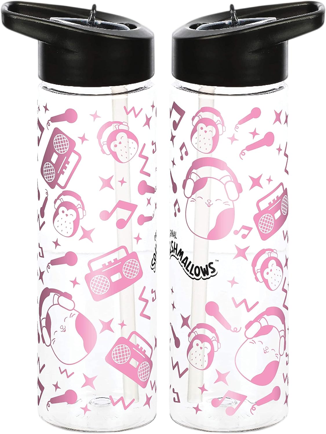 Squishmallows All Over Print Music 24 Oz Single Wall Plastic Water Bottle