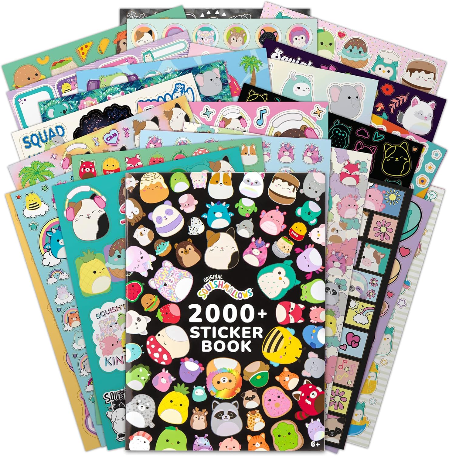 Fashion Angels Squishmallows Sticker Book - Includes 2000  Squishmallows Stickers & 10 Sticker Collector Pages - Join The Squish Squad - Accessorize Notebooks, Journals - Ages 6 & Up, Multicolor