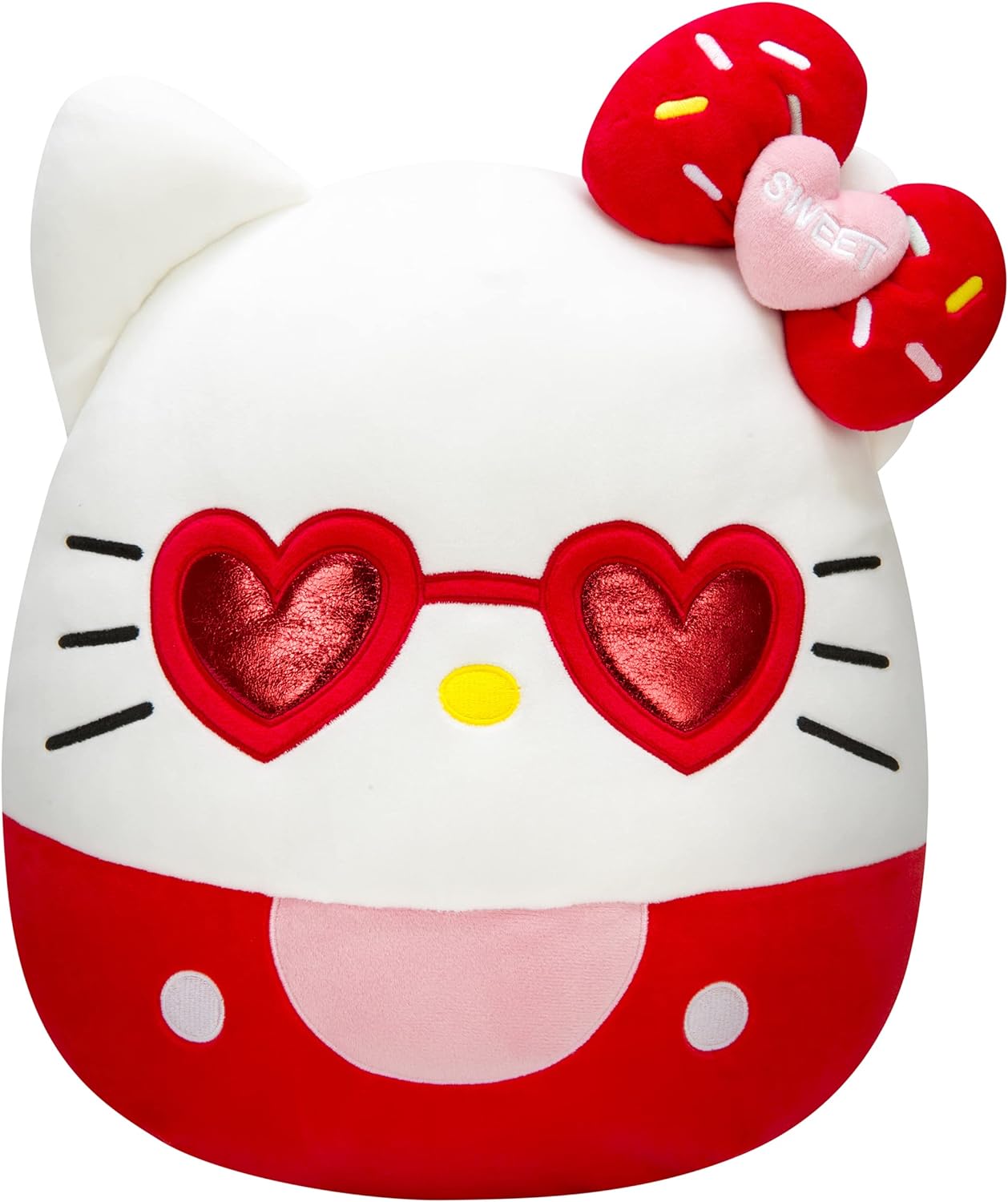 Squishmallows Hello Kitty with Red Glasses 14-Inch Plush - Sanrio Ultrasoft Stuffed Animal Large Plush Toy, Official Kellytoy Plush