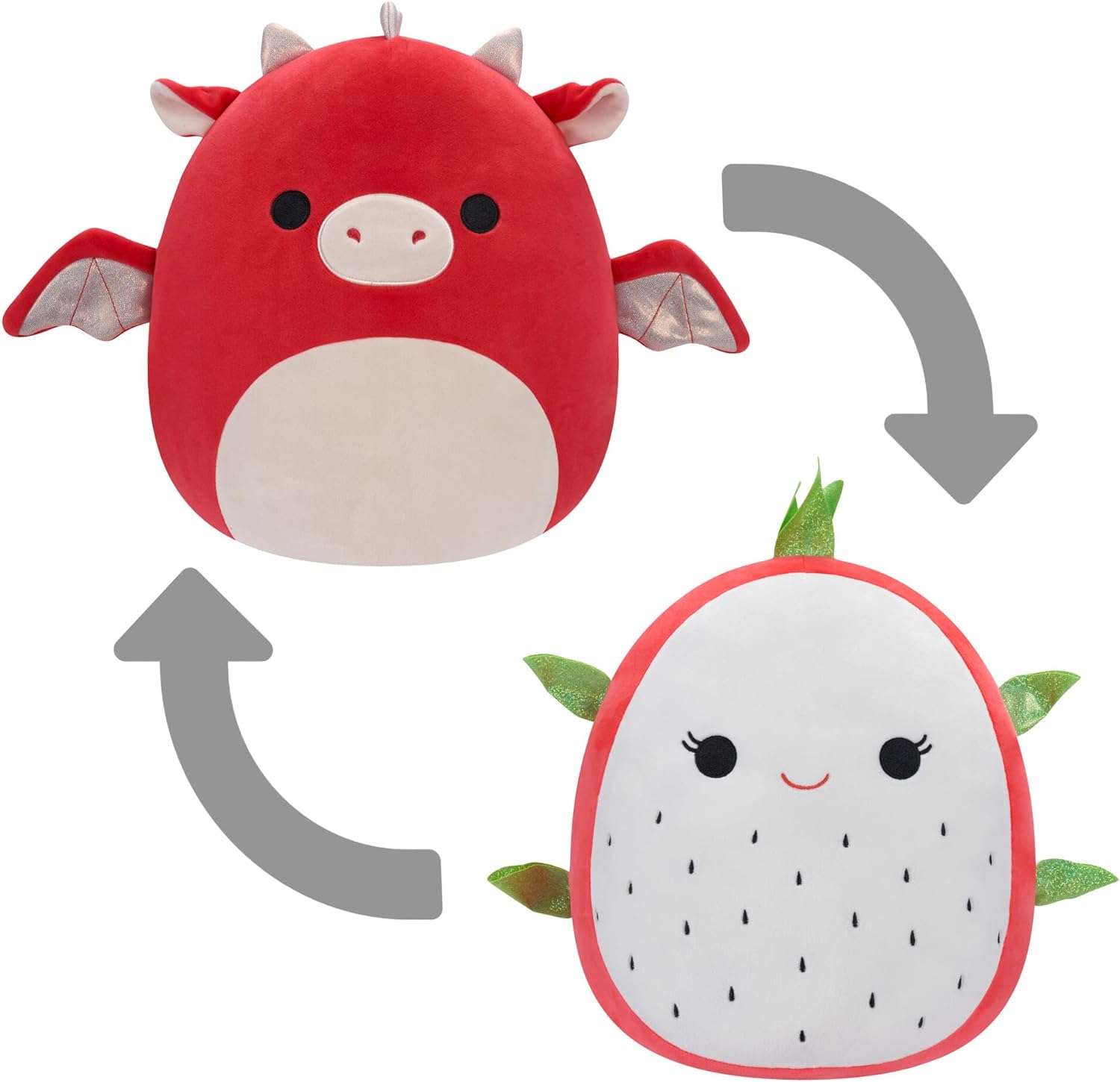 Squishmallows FlipAMallows Original 12-Inch Flippable Dragonfruit and Red Dragon - Medium-Sized Ultrasoft Official Jazwares Plush