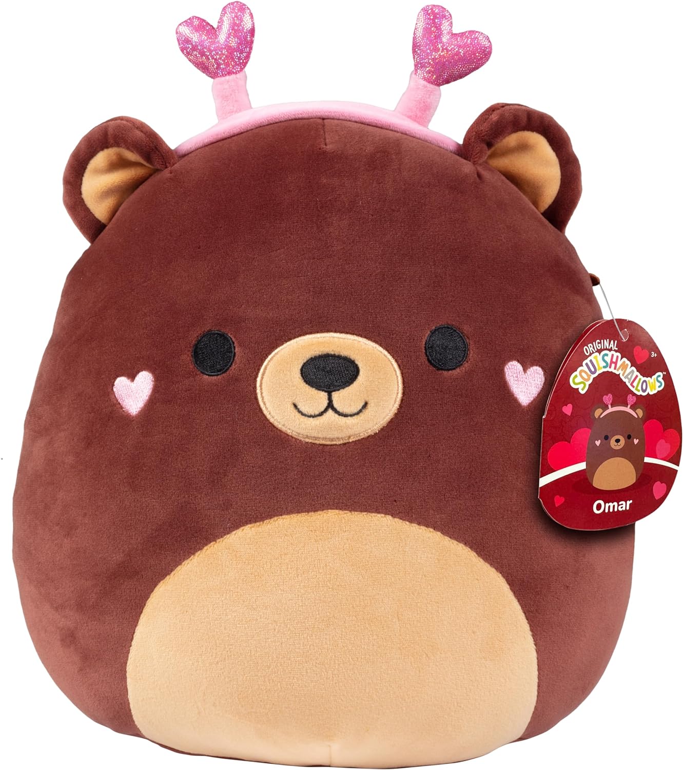 Squishmallows 10 Omar The Bear Valentine' Day Plush - Official Kellytoy 2024 - Collectible Soft & Squishy Bear Stuffed Animal Toy - Add to Your Squad - Gift for Kids, Girls, Boys & Girlfriends