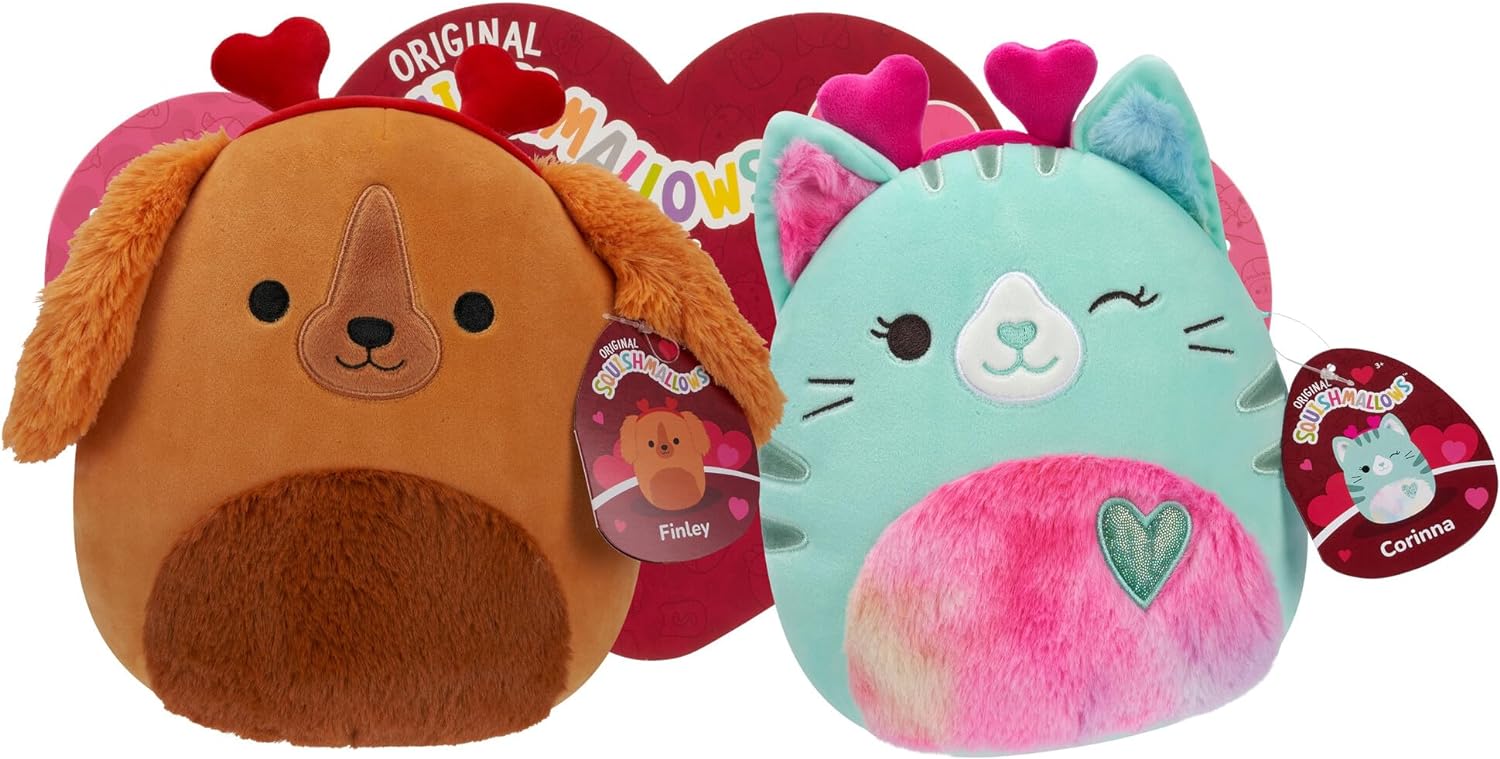 Squishmallows Original 8-Inch Finley and Corinna Valentines Day 2-Pack Plush - Ultrasoft Official Jazwares Plush