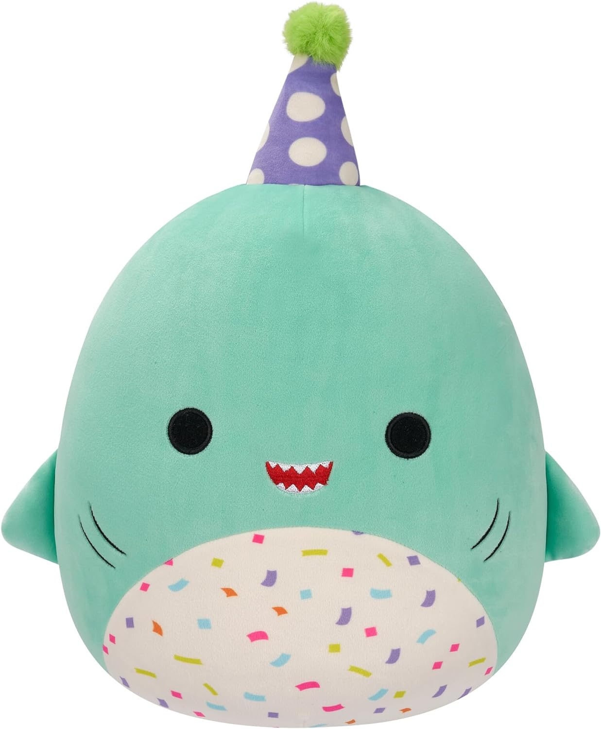 Squishmallows Original 12-Inch Sharon Teal Shark with Party Hat Confetti Belly - Official Jazwares Plush