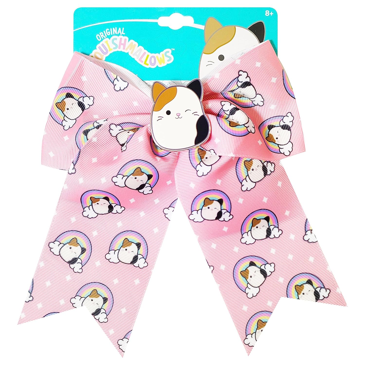 LUV HER Cute Squishmallows Hair Bows For Girls - One Large Squishmallows Printed Hair Bow with a Charm Featuring your Favorite Character - Alligator Clip - Birthday Gift for Girls Ages 3 