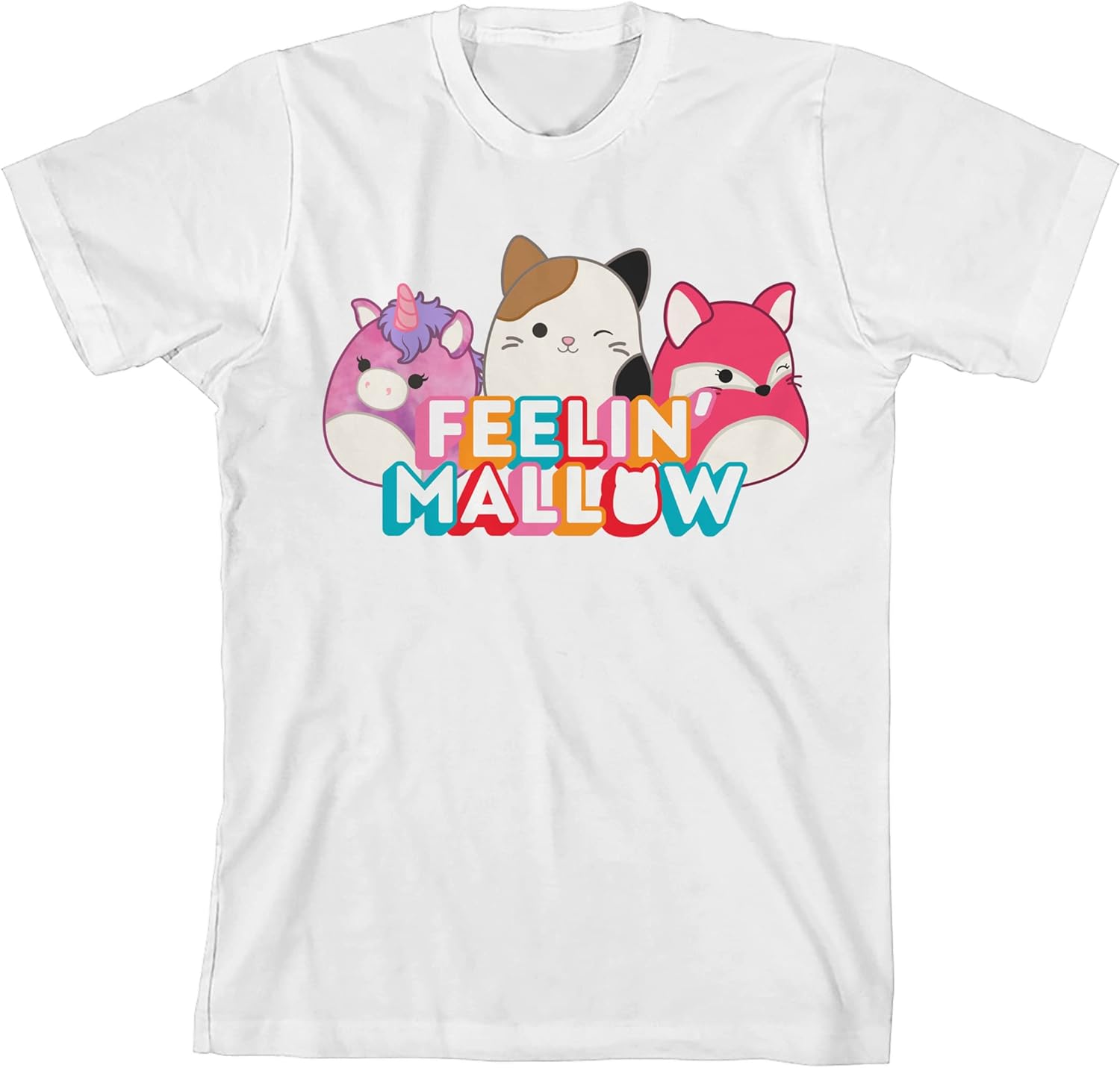 Bioworld Squishmallows Feelin' Mallow Crew Neck Short Sleeve Cream Youth Boy' T-Shirt