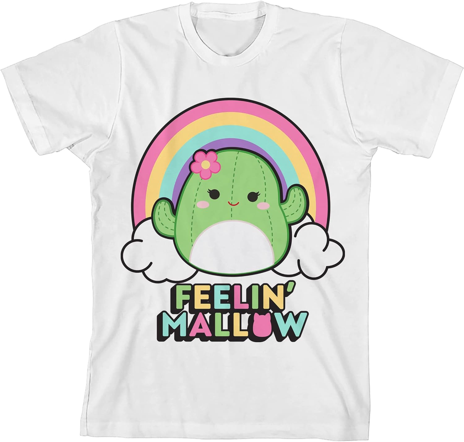 Bioworld Squishmallows Maritza Feelin' Mallow Crew Neck Short Sleeve White & Green Ombre Youth Boy' T-Shirt