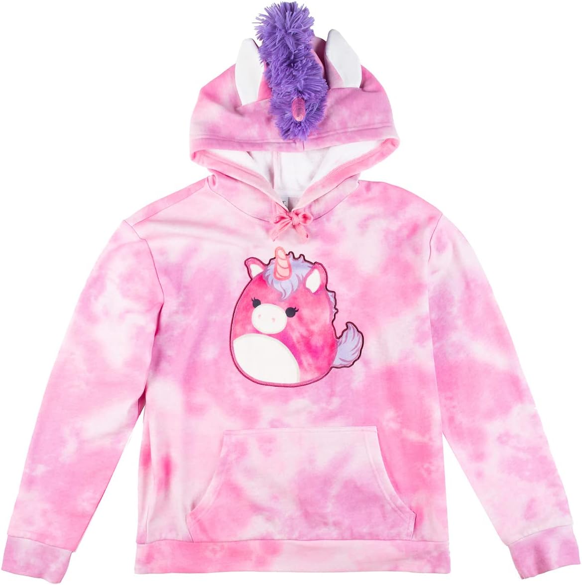 Bioworld Squishmallows Lola The Unicorn Juniors Women Pink Hoodie Cosplay Sweatshirt