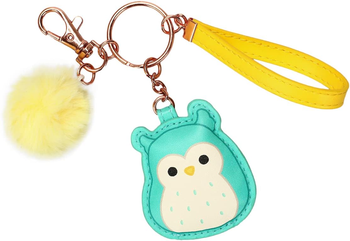 Bioworld Squishmallows Winston The Owl & Puff Pom Keychain With Wristlet Strap