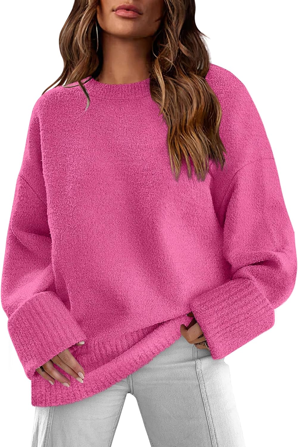 XXXFLOWER Crewneck Fuzzy Knit Warm Pullover Sweaters.