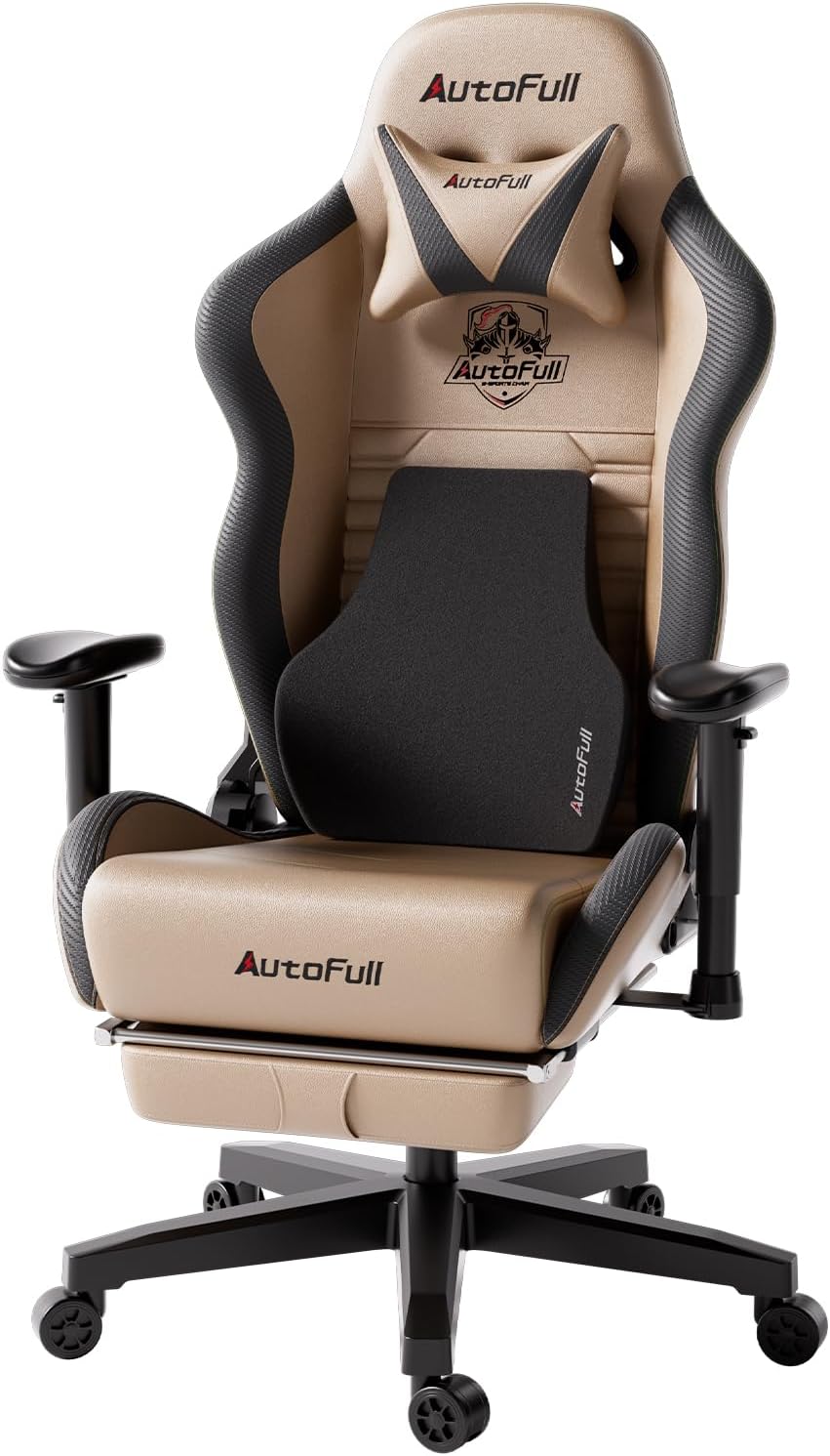 AutoFull C3 Gaming Chair Office Chair PC Chair with Ergonomics Lumbar Support, Racing Style PU Leather High Back Adjustable Swivel Task Chair with Footrest (Brown)