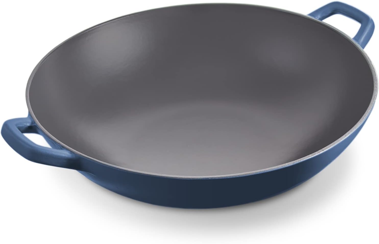 Zakarian By Dash 14 Nonstick Cast Iron Wok for Restaurant Quality Stir Fry, Seafood, Deep Frying, and Steaming - Blue