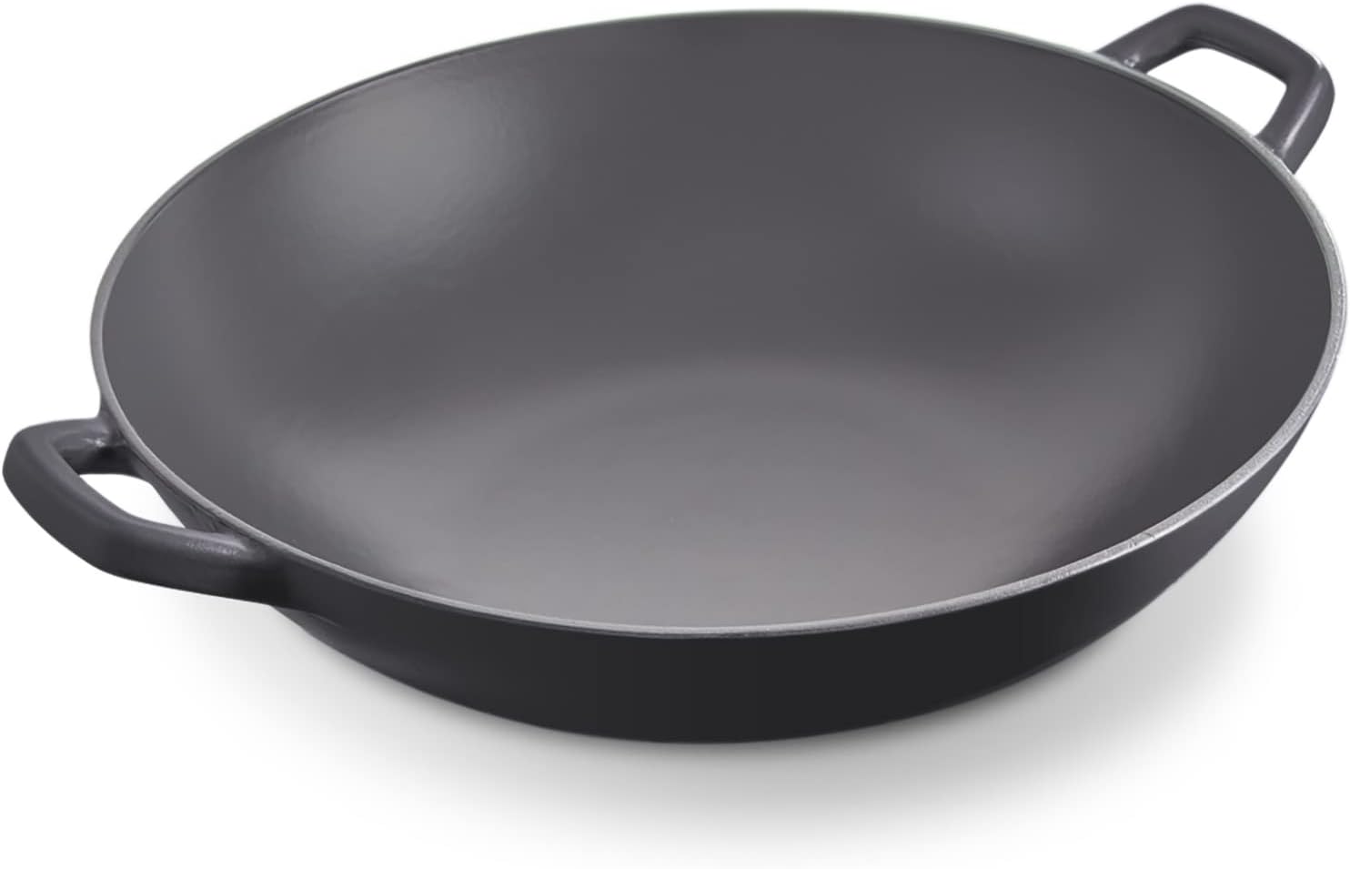 Zakarian By Dash 14 Cast Iron Wok for Restaurant Quality Stir Fry, Seafood, Deep Frying, and Steaming - Black