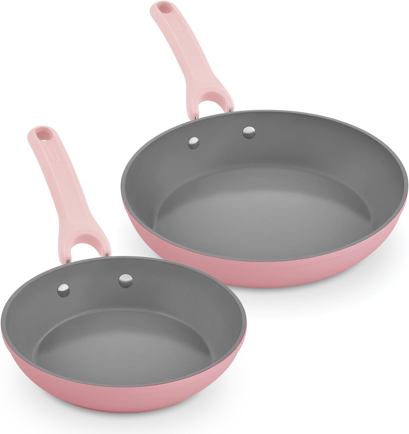 DASH Dream Green Ceramic Recycled Aluminum 9.5 & 11 Fry Pan Set of 2- Pink