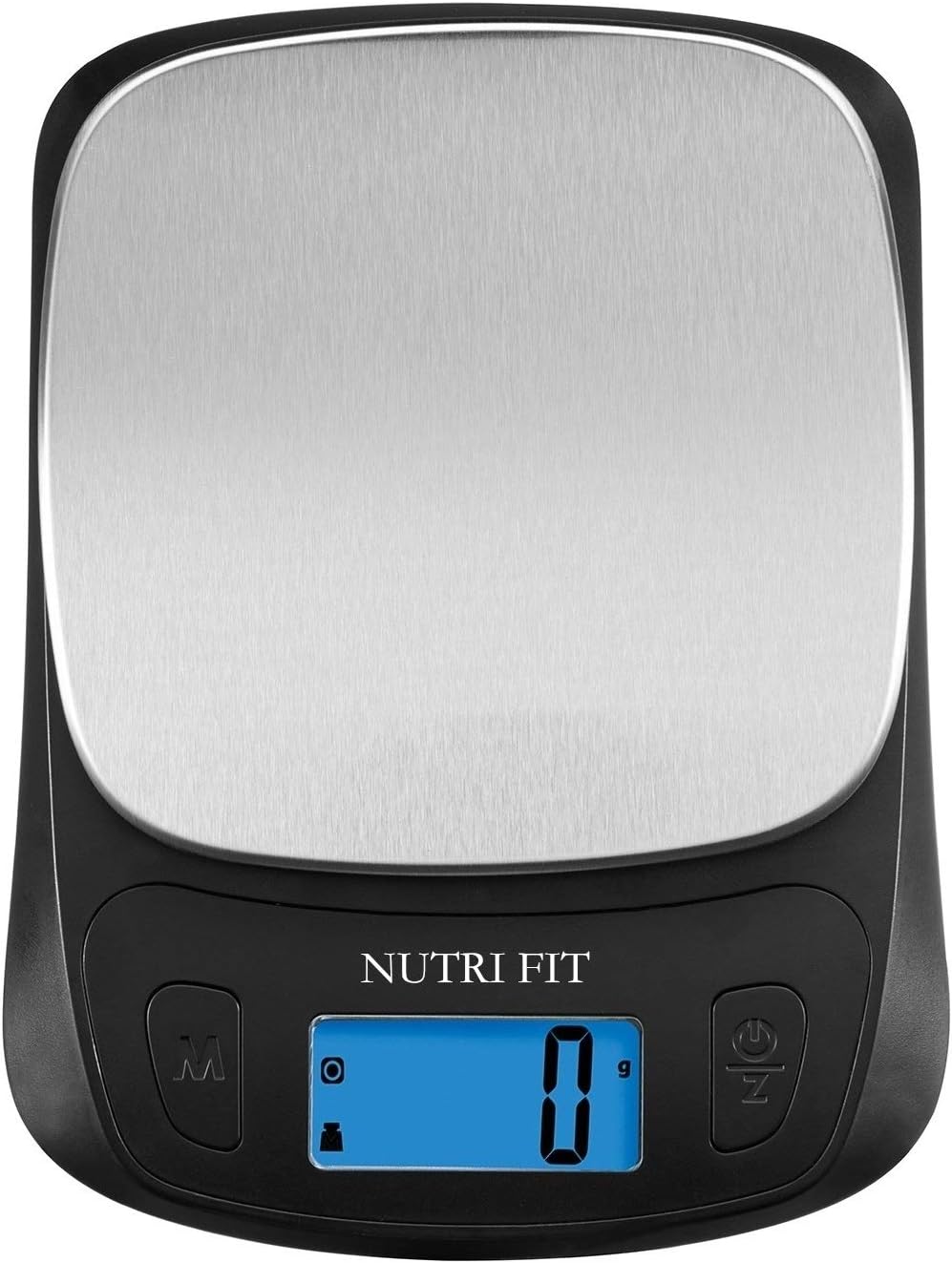 NUTRI FIT Ultra Slim Kitchen Scale Digital Food Weight Scale for Baking Cooking in Grams and Ounces Tare & Backlit LCD Display 11lb 5kg Capacity- Black/Stainless Steel