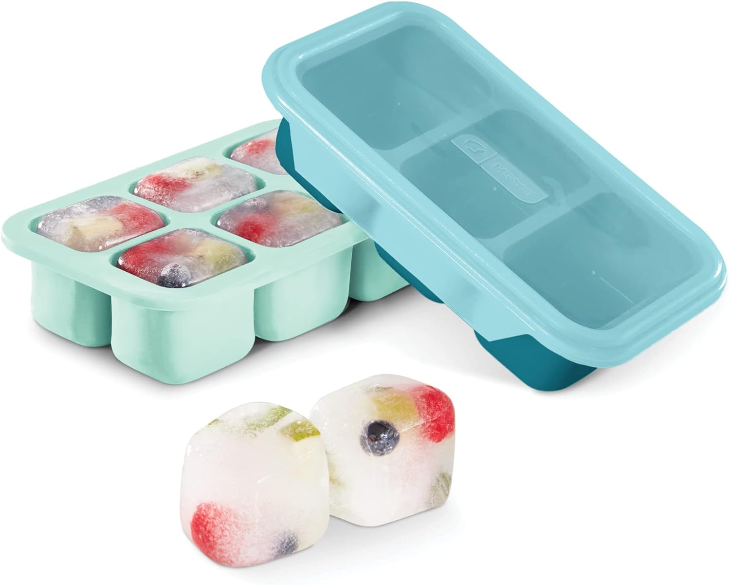 DASH Perfect Portion Silicone Freezer Trays for Ice Cubes, Soups, Sauces and More, 2 pack - Aqua & Teal