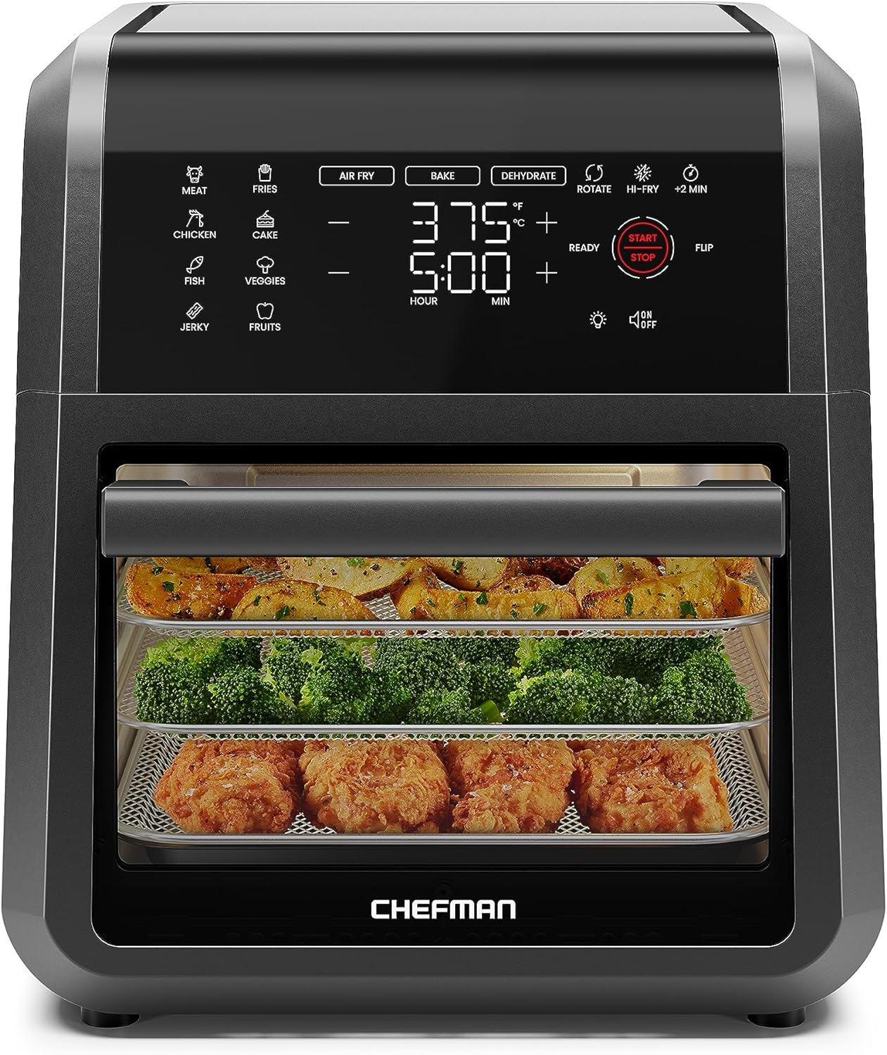 Chefman 12-Quart 6-in-1 Air Fryer Oven with Digital Timer, Touchscreen, and 12 Presets - Family Size Countertop Convection Oven, Dishwasher-Safe Parts