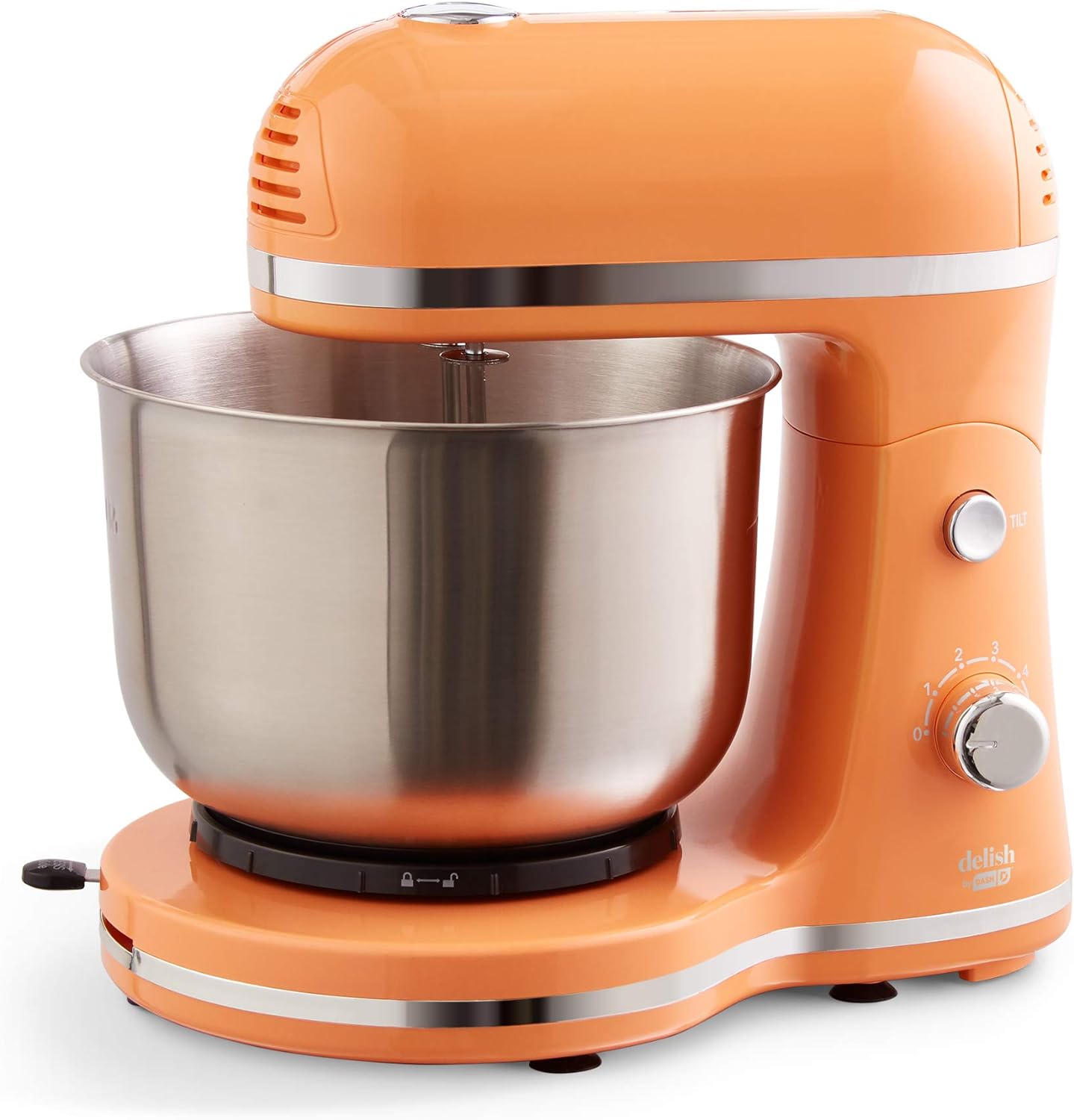 DASH Delish by DASH Compact Stand Mixer, 3.5 Quart with Beaters & Dough Hooks Included - Orange