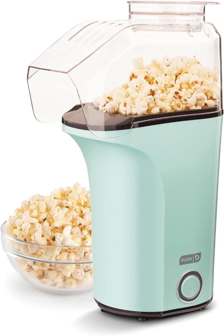 DASH Hot Air Popcorn Popper Maker with Measuring Cup to Portion Popping Corn Kernels + Melt Butter, 16 Cups - Aqua