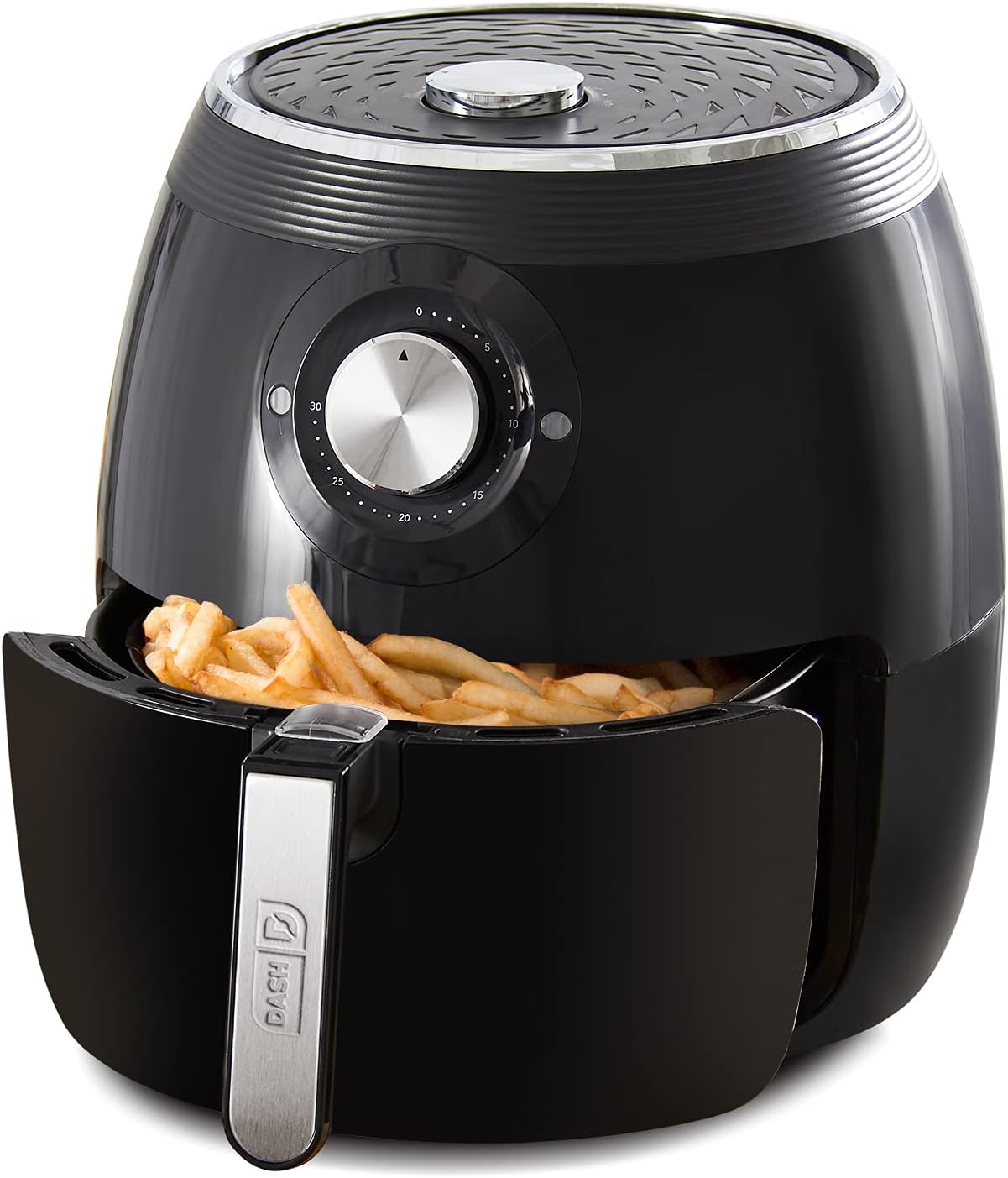 DASH Deluxe Electric Air Fryer   Oven Cooker with Temperature Control, Non-stick Fry Basket, Recipe Guide   Auto Shut Off Feature, 1700-Watt, 6 Quart - Black