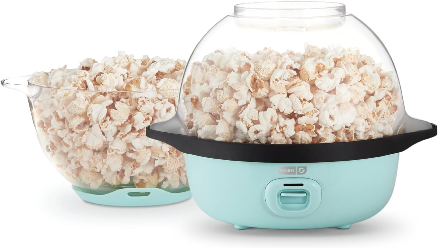 DASH SmartStore Stirring Popcorn Maker, 3QT Hot Oil Electric Popcorn Machine with Clear Bowl, 12 Cups - Aqua