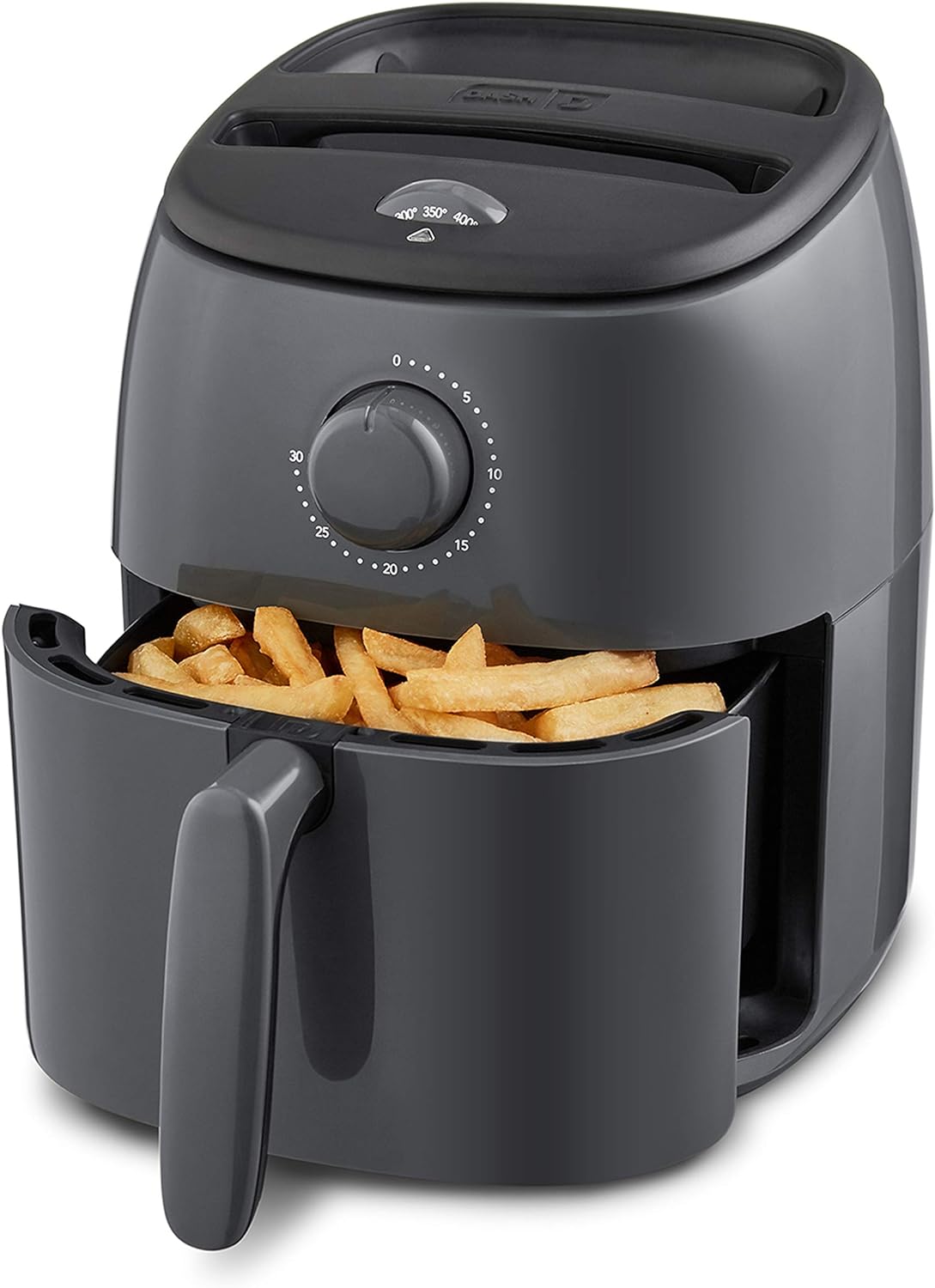 DASH Tasti-Crisp Electric Air Fryer Oven, 2.6 Qt., Grey  Compact Air Fryer for Healthier Food in Minutes, Ideal for Small Spaces - Auto Shut Off, Analog, 1000-Watt