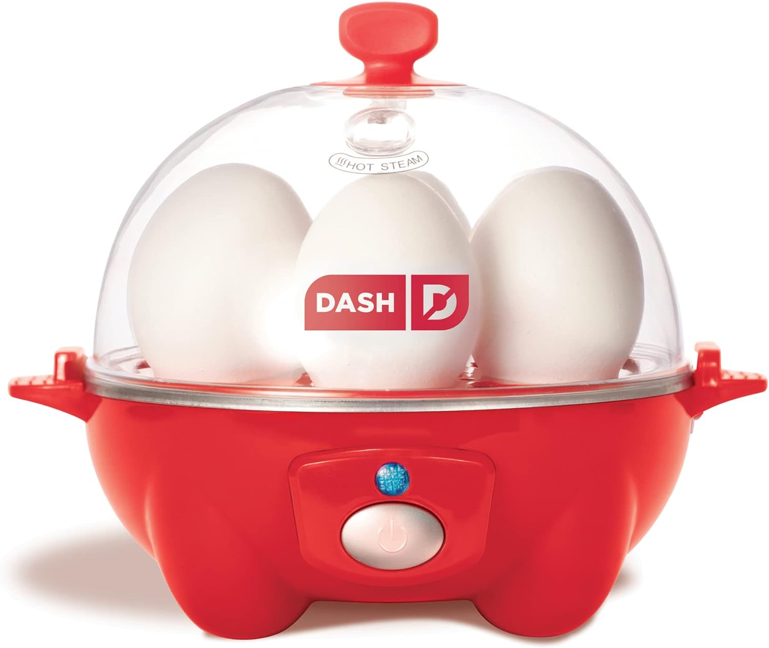 DASH Rapid Egg Cooker: 6 Egg Capacity Electric Egg Cooker for Hard Boiled Eggs, Poached Eggs, Scrambled Eggs, or Omelets with Auto Shut Off Feature - Red