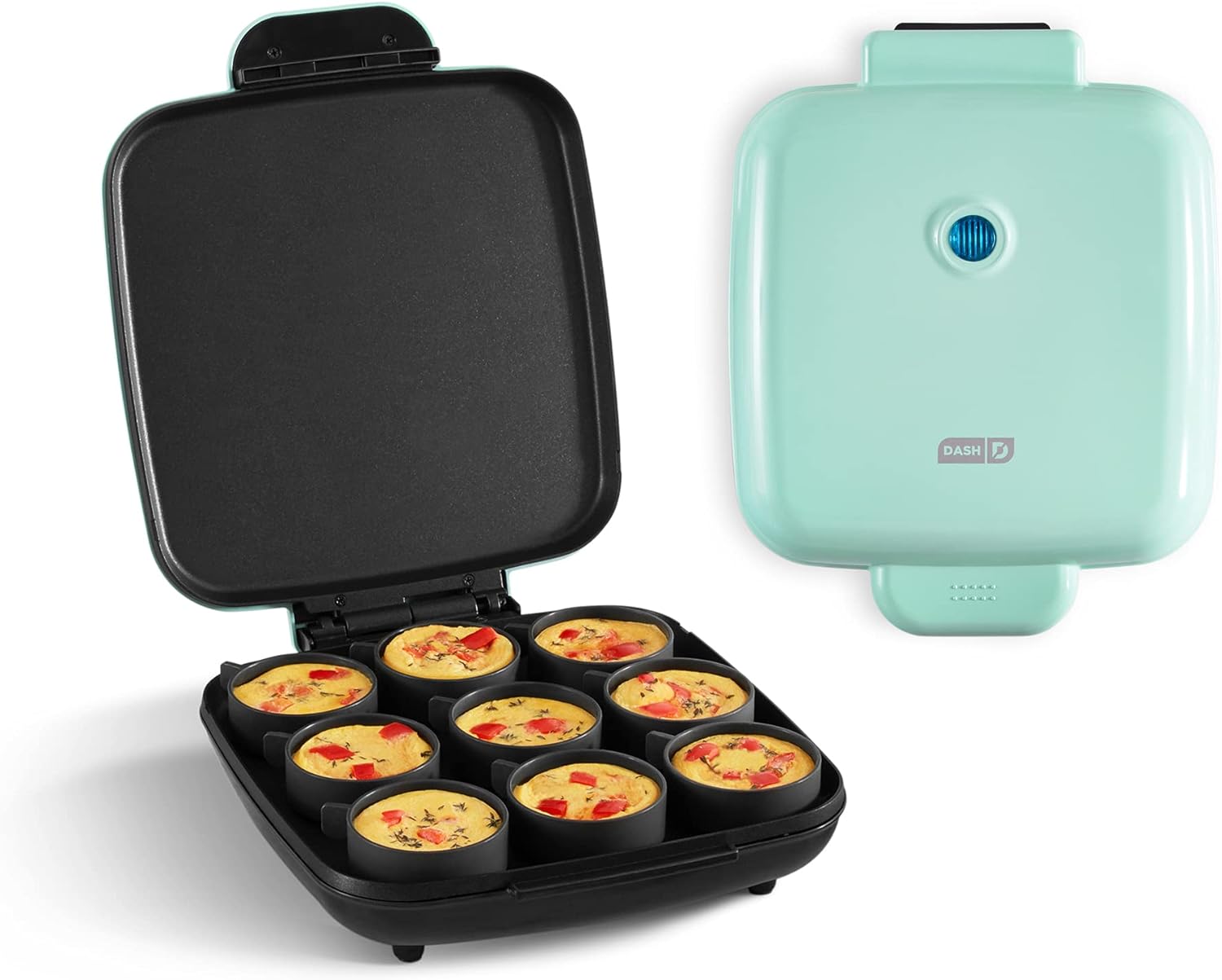 DASH Sous Vide StyleFamilySize Egg Bite Maker for Breakfast Bites, Sandwiches, Healthy Snacks or Desserts, Keto & Paleo Friendly (9 Servings), Aqua