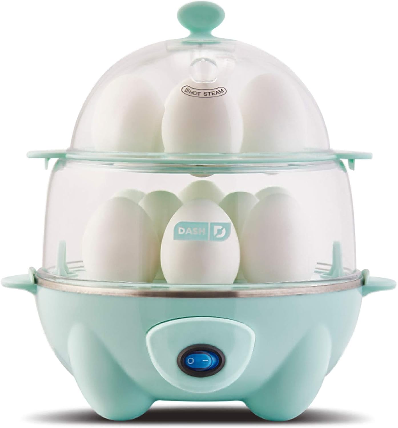 DASH Deluxe Rapid Egg Cooker for Hard Boiled, Poached, Scrambled Eggs, Omelets, Steamed Vegetables, Dumplings & More, 12 capacity, with Auto Shut Off Feature - Aqua