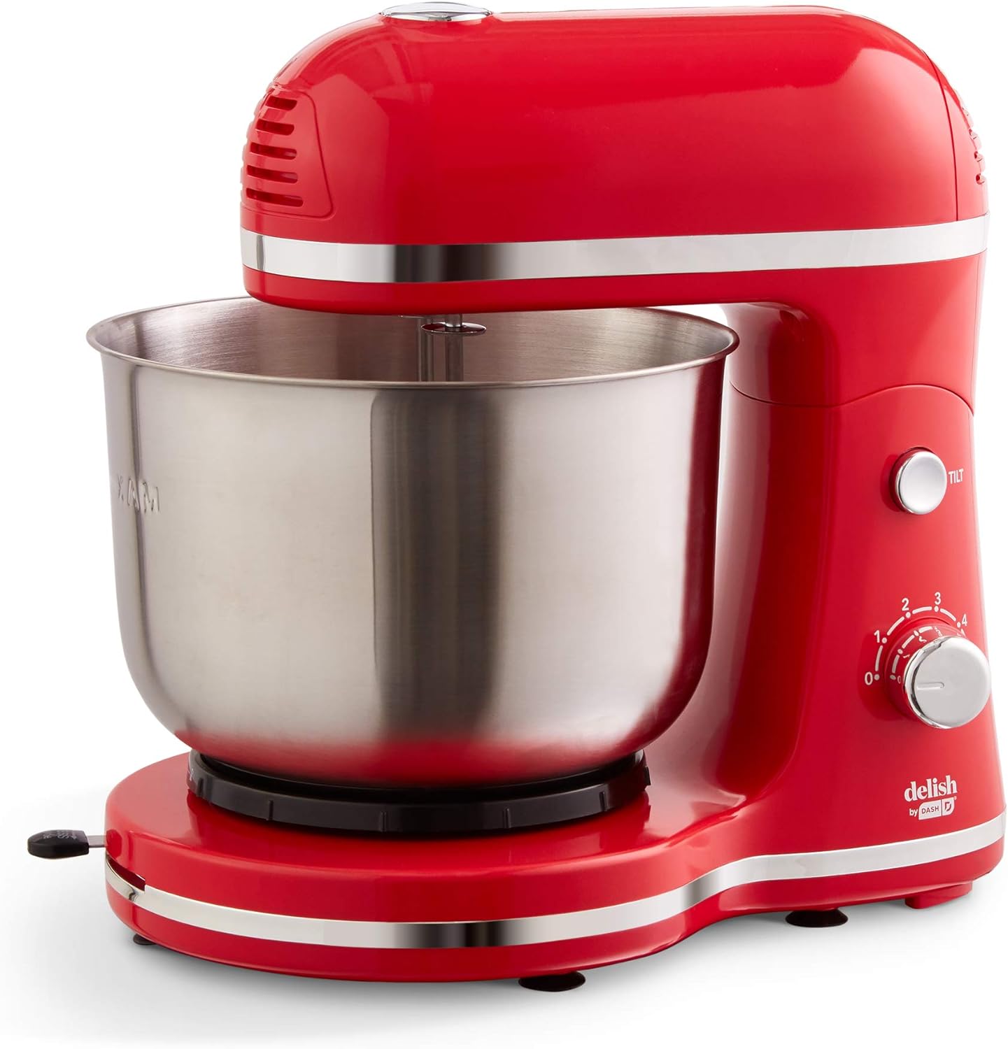 DASH Delish by DASH Compact Stand Mixer, 3.5 Quart with Beaters & Dough Hooks Included - Red