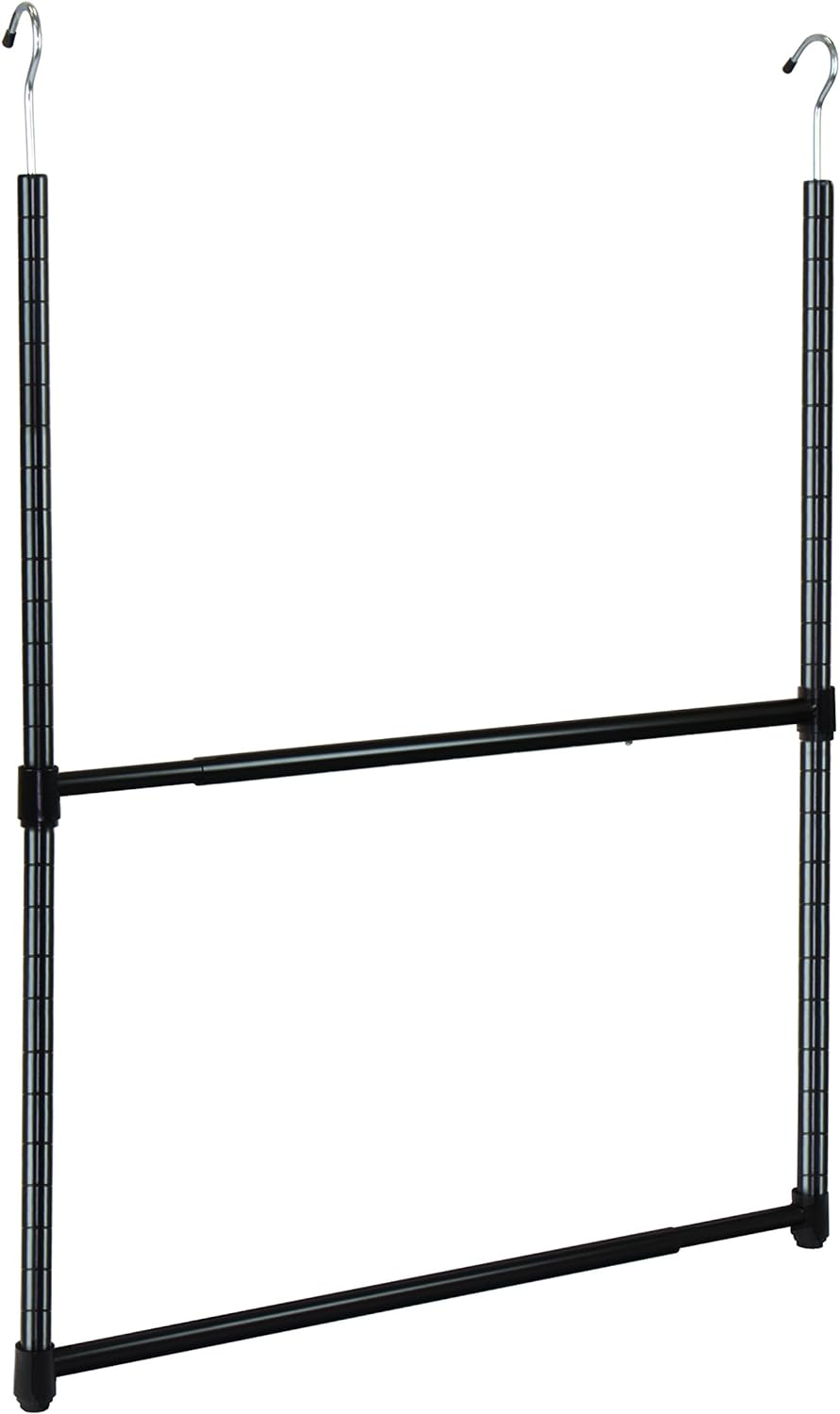 Oceanstar 2-Tier Portable Adjustable Closet Hanger Rod, Black (ACR1545B)