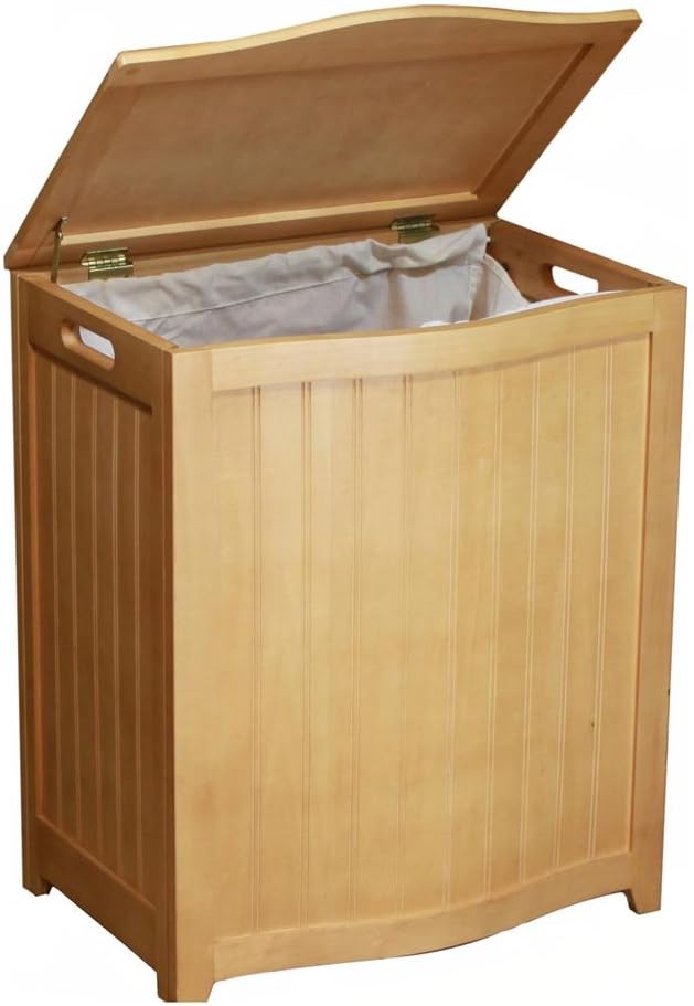 Oceanstar BHP0106N Bowed Front Laundry Wood Hamper, Natural Finished