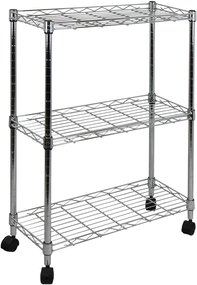 Oceanstar 3-Tier Shelving All-Purpose Utility Cart, Chrome