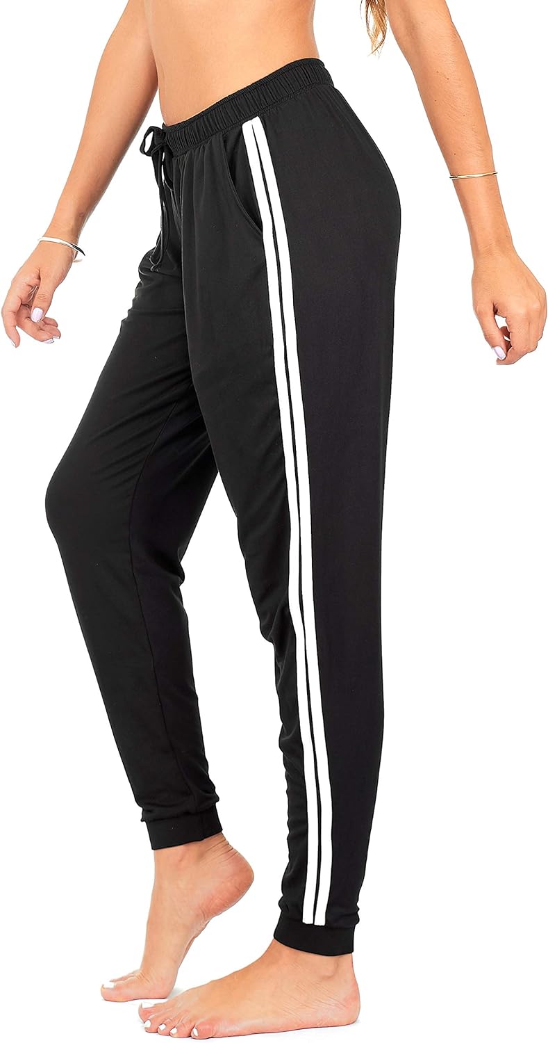 DEAR SPARKLE Workout Jogger for Women Stripe Side Drawstring Lightweight Joggers Yoga Striped Sweatpants   Plus (P7 R)