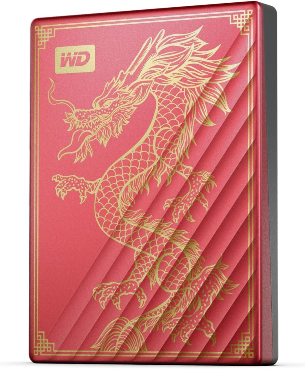 WD 2TB My Passport Ultra Portable Hard Drive, Limited Edition Red Dragon Drive, USB-C, with Backup Software and Password Protection - WDBRHB0020BRD-WESN