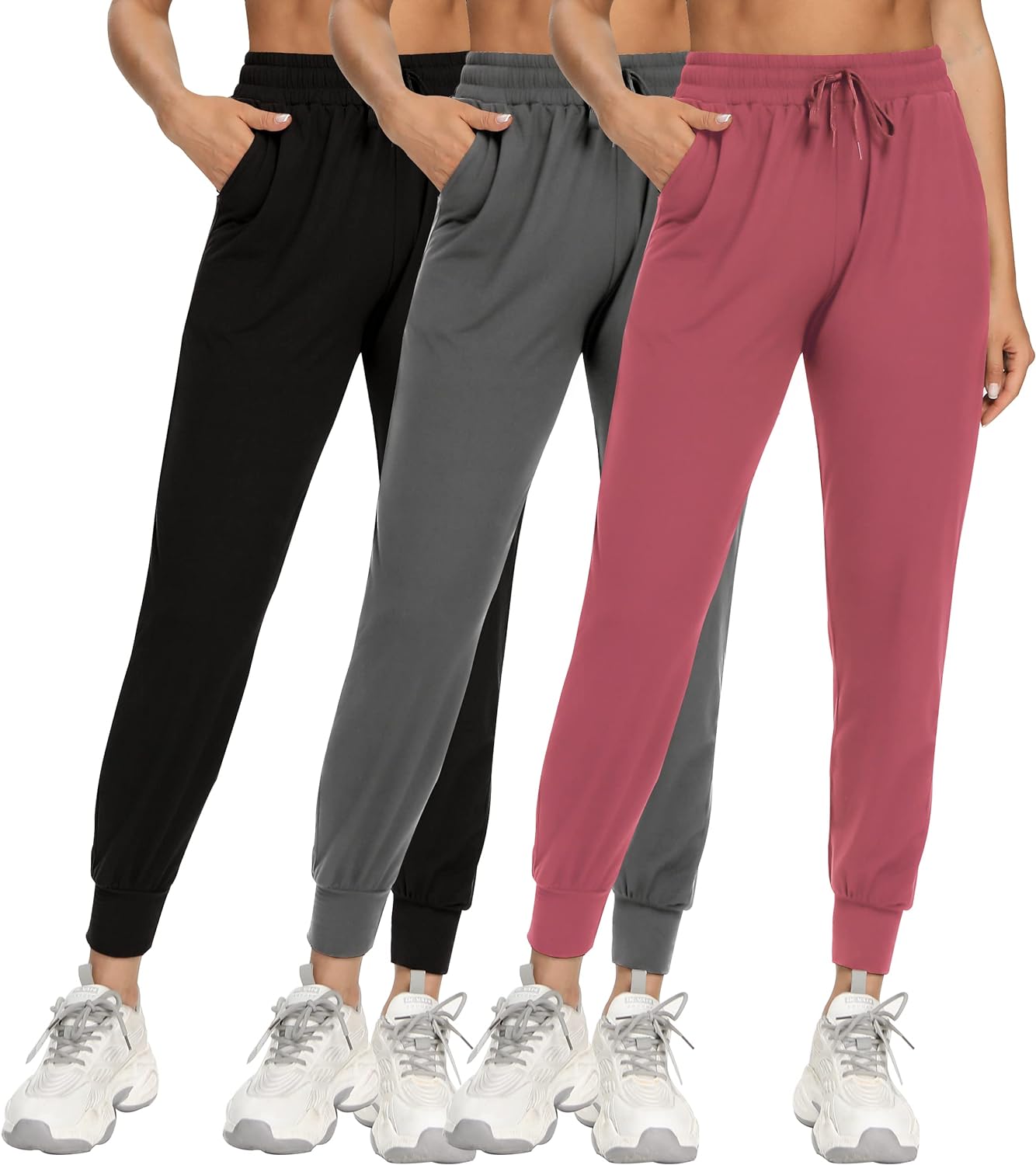 FULLSOFT 3 Pack Sweatpants for Women-Womens Joggers with Pockets Athletic  Leggings for Workout Yoga Running