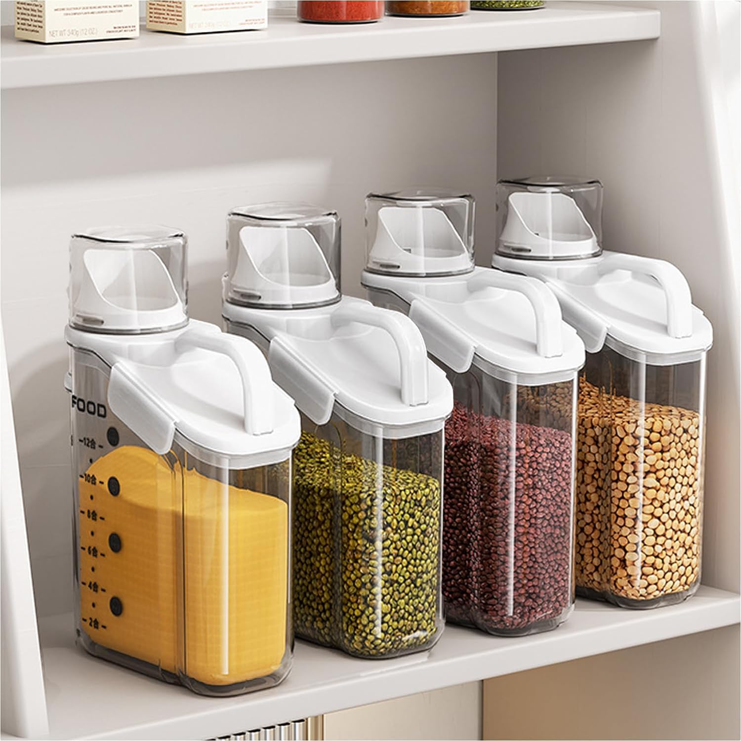 LANGMINGDE 1 Piece Cereal Containers Storage, 2.8L/95oz Airtight Large Dry Food Storage Containers with Pouring Spout Measuring Cup for Snacks Grain Rice,BPA Free Dispenser Plastic Bin, 1PC White