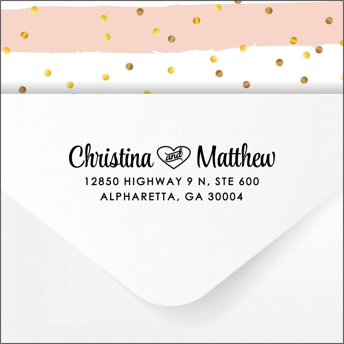 Address Stamp, Self Inking, Custom Rubber Stamper Pre-Inked with Black Ink - Personalized Sweetheart Design for Wedding Invitations, Envelopes, Mail