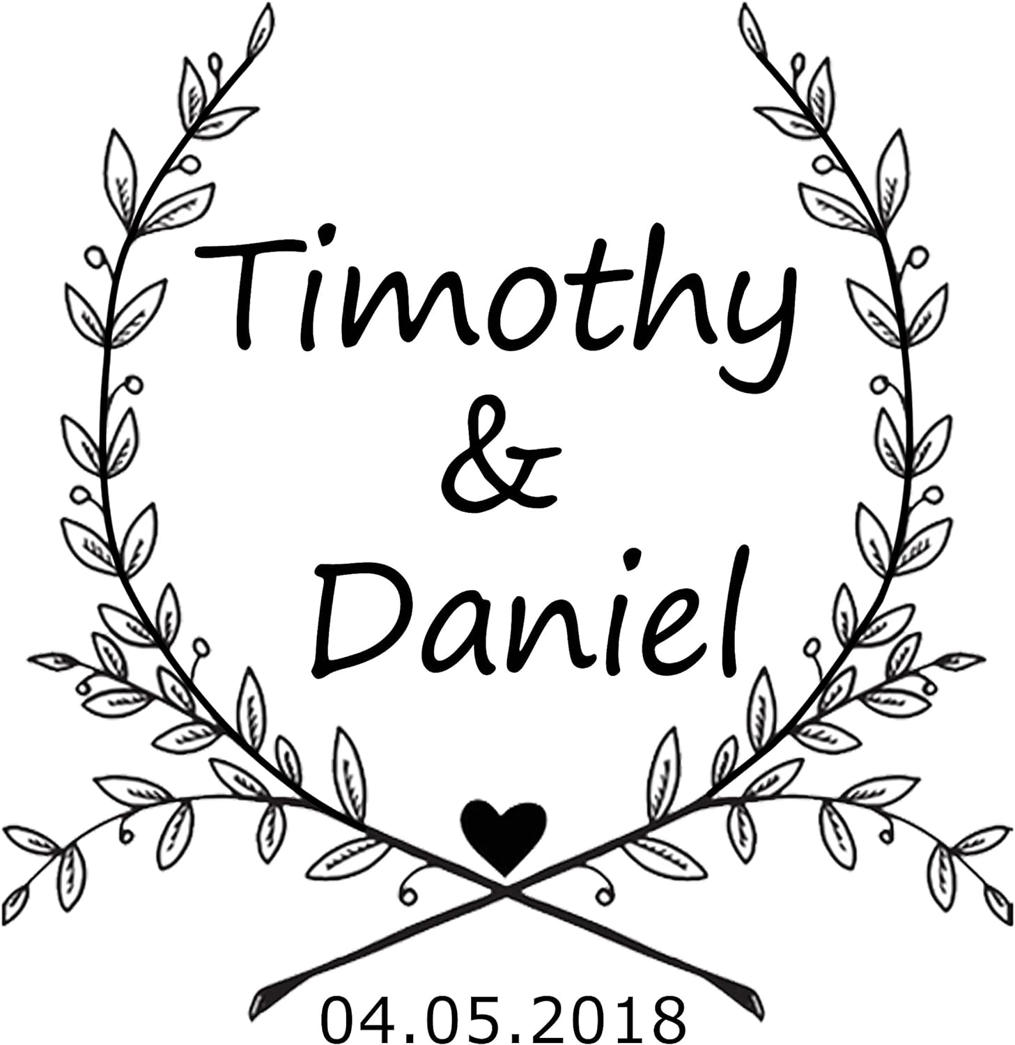 Custom Rubber Self Inking Stamp-Personalized Wedding Stamp,Use in Wedding Invitations, Save The Dates, RSVP Cards (Leaves 3)