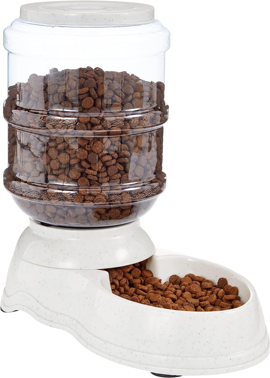 Amazon Basics Gravity Pet Food Feeder for Dogs and Cats, Small, 6-Pound Capacity, Gray