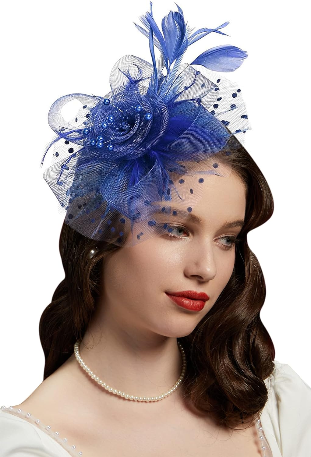 Cizoe Fascinators Hat for Women Tea Party Headband Kentucky Derby Wedding Flower Cocktail Mesh Feathers Hair Clip