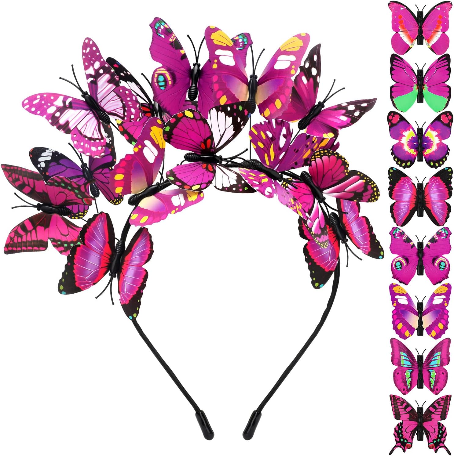 M&C Music Color Butterfly Fascinator Hat Monarch Derby Headband Butterfly Headband for Women Halloween Tea Party