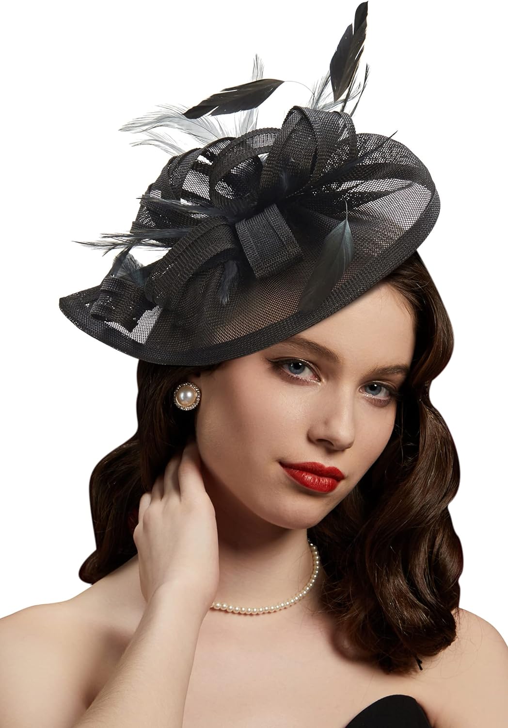 Cizoe Kentucky Derby Feather Fascinator Headbands Wedding Hair Clip Tea Party Hat for Women